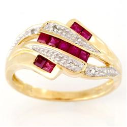 1.06Ct Natural Ruby Genuine Diamond 9K Gold Ring (JEW-9026X)