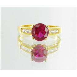 8ctw Lab Dia/Ruby 22k Gold Vermeil Ring (JEW-2391)