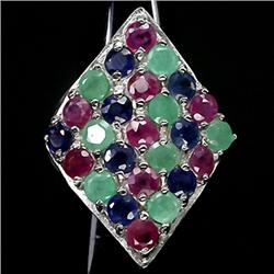 45ctw Top Emerald Ruby Sapphire Sterling Ring  (JEW-2299)