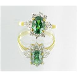 11ctw Lab Dia/Emerald 22k Gold Vermeil Ring (JEW-2380)
