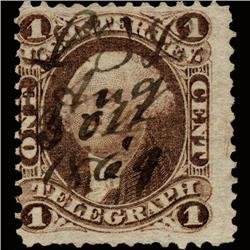1860s US Revenue Stamp 1c Telegraph (STM-1458)