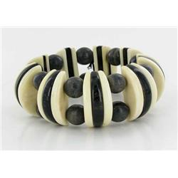Water Buffalo Horn & Bone Stretch Bracelet (JEW-1918)