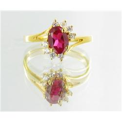 11ctw Lab Dia/Ruby 22k Gold Vermeil Ring (JEW-2388)