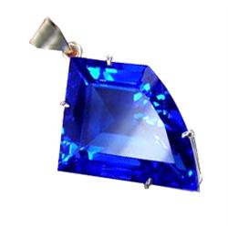 129.70ct Sterling Pendant Conflower Blue Quartz (JEW-1644)