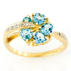 1.68ct Swiss Blue Topaz & Diamond Ring 9K Gold (JEW-9053X)