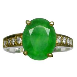 2.05ctw Diffushion Jade White Gold Vermeil Ring (JEW-2296)