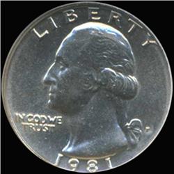 1981 Washington 25c Quarter Coin Graded GEM (COI-6891)