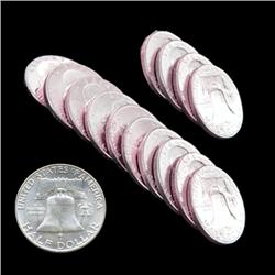 1954P FBL Franklin 50c Silver MS63-65 14pc Roll (COI-7671)