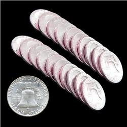 1953P/D FBL Franklin 50c Silver MS63-64 20pc Roll (COI-7666)