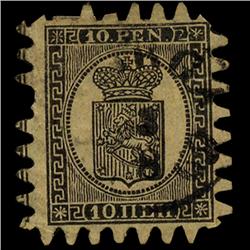 1866 Finland 10p Type 2 Black Buff Used Stamp (STM-1308)