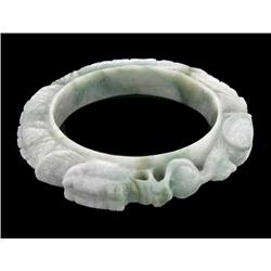 525ct Carved Heavy Jade Bracelet (JEW-2396)