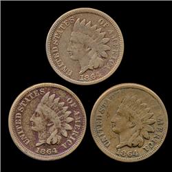 1864 Indian Cent Lot of 3 Better Circulated (COI-7458)