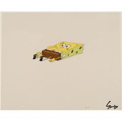 Flat Original SpongeBob Production Art Cel On Ground
