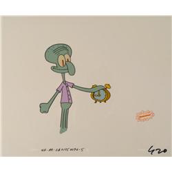 Rise & Shine Squidward Orig Animation SpongeBob Art Cel