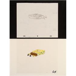 Laying Down Drawing Original Cel SpongeBob Production