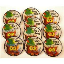10 Woodsy Owl Flasher-Type Pinback Buttons