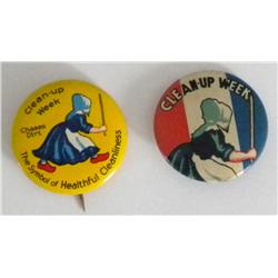 Two Different Litho Pinbacks for Old Dutch Cleanser