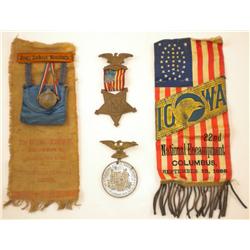 Four Ribbons & Medals, Grand Army of the Republic