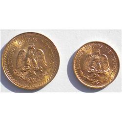 Two 1945 Mexican Gold Coins
