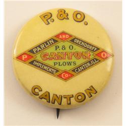 P & O Canton Plows Celluloid Pinback Button