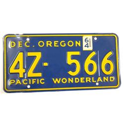 Pacific Wonderland License Plate, 1964
