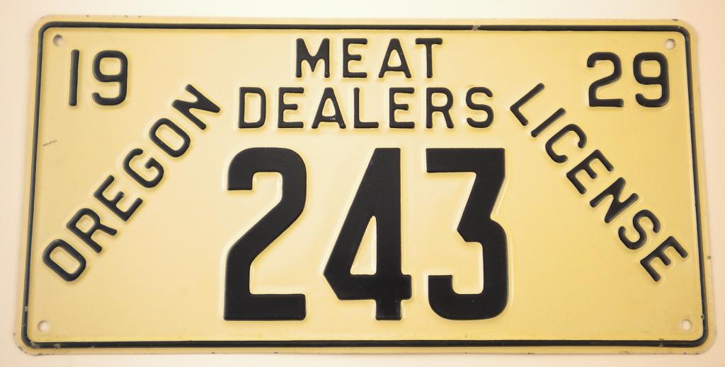 1929 Oregon Meat Dealers License Plate