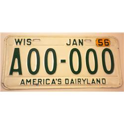 Wisconsin Sample License Plate, 1956