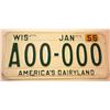 Image 3 : Wisconsin Sample License Plate, 1956