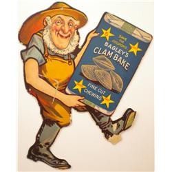 Die-Cut Bagley's Clam Bake Tobacco Fan Pull / Sign