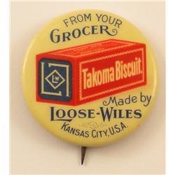 Celluloid Pinback Button for Loose-Wiles Biscuits