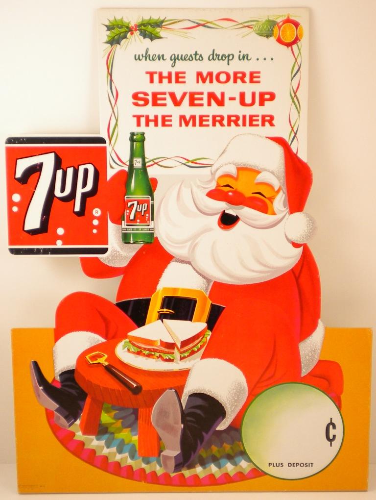 7Up DieCut Santa Store Display, 1964