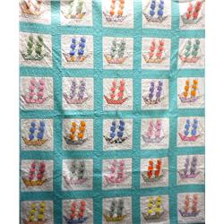Sailboat Design Vintage Quilt