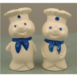 2 Pillsbury Doughboy Vintage Ceramic Salt Pepper Shaker