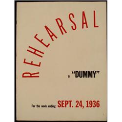 Rehearsal Dummy Issue LIFE Magazine 9-24-36 RARE N MINT