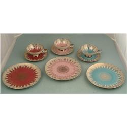 Bareuther Waldsassen Mid Century Modern Teacups, Plates