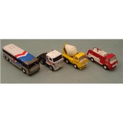 4 Vintage Toys Buddy L Greyhound Bus, Tonka Trucks 1979
