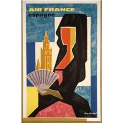 Air France Spain Orig Vintage Georget Travel Poster 50