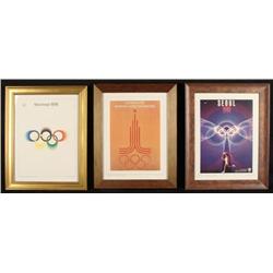 3 Olympics Posters Framed: Montreal, Moscow, Seoul