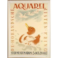 Sjollema Aquarel Original Vintage Art Exhibition Poster