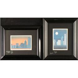 2 Chicago Night Skyline Art Prints Tom Tully Signed Frm