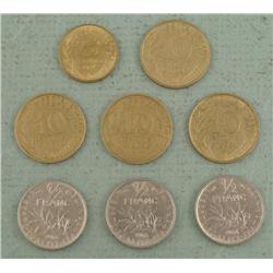 1 Lot French Coins 5, 10 Centimes, 1/2 Franc 1963-1971