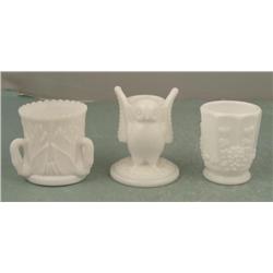 3 Pc Vintage Milk Glass Toothpick Holders Westmoreland