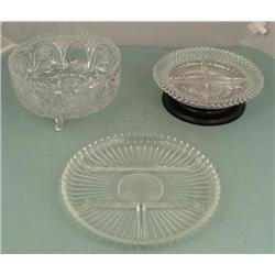 3 Attractive Glass Vintage Serving Plates, Trays, Bowls