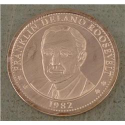 1oz Silver Round .999 Fine Franklin Roosevelt Coin 1982