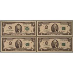4 Consecutive# D Mint CU $2 2003A Bills Notes Cleveland