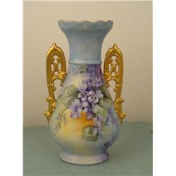 Art Nouveau Painted Porcelain Vase 1930s Signed M Peck