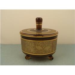 Czech Art Deco 1930s Vintage Gold Lidded Glass Bowl