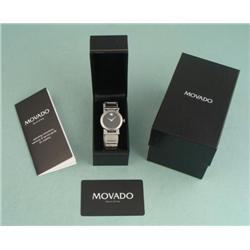Movado Vizio Mens Black Stainless Modern Watch In Box