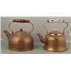 Image 1 : 2 Vintage Copper Teapots Kettles Wood Handle
