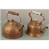 Image 2 : 2 Vintage Copper Teapots Kettles Wood Handle